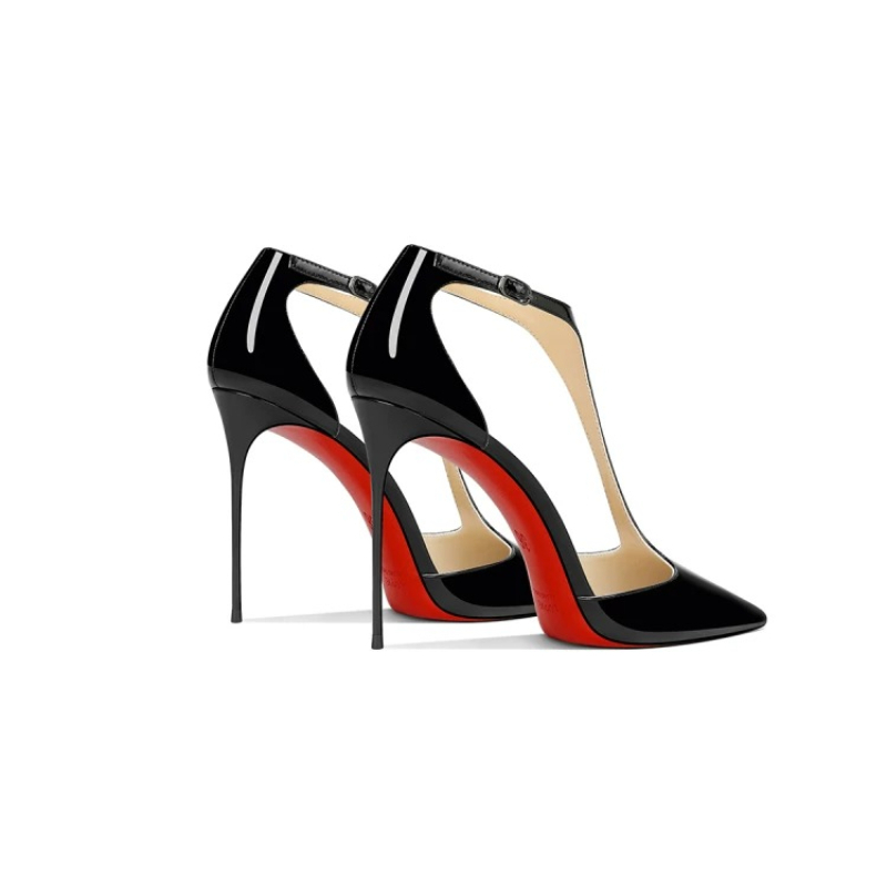 Black Patent Pointed Stiletto  - Leather Classic Strap recension och pris