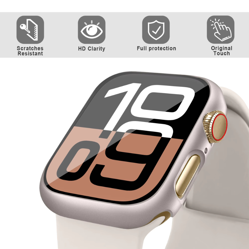 Glass+Case For Apple Watch 44m - Smartwatch Band Accessories recension och pris