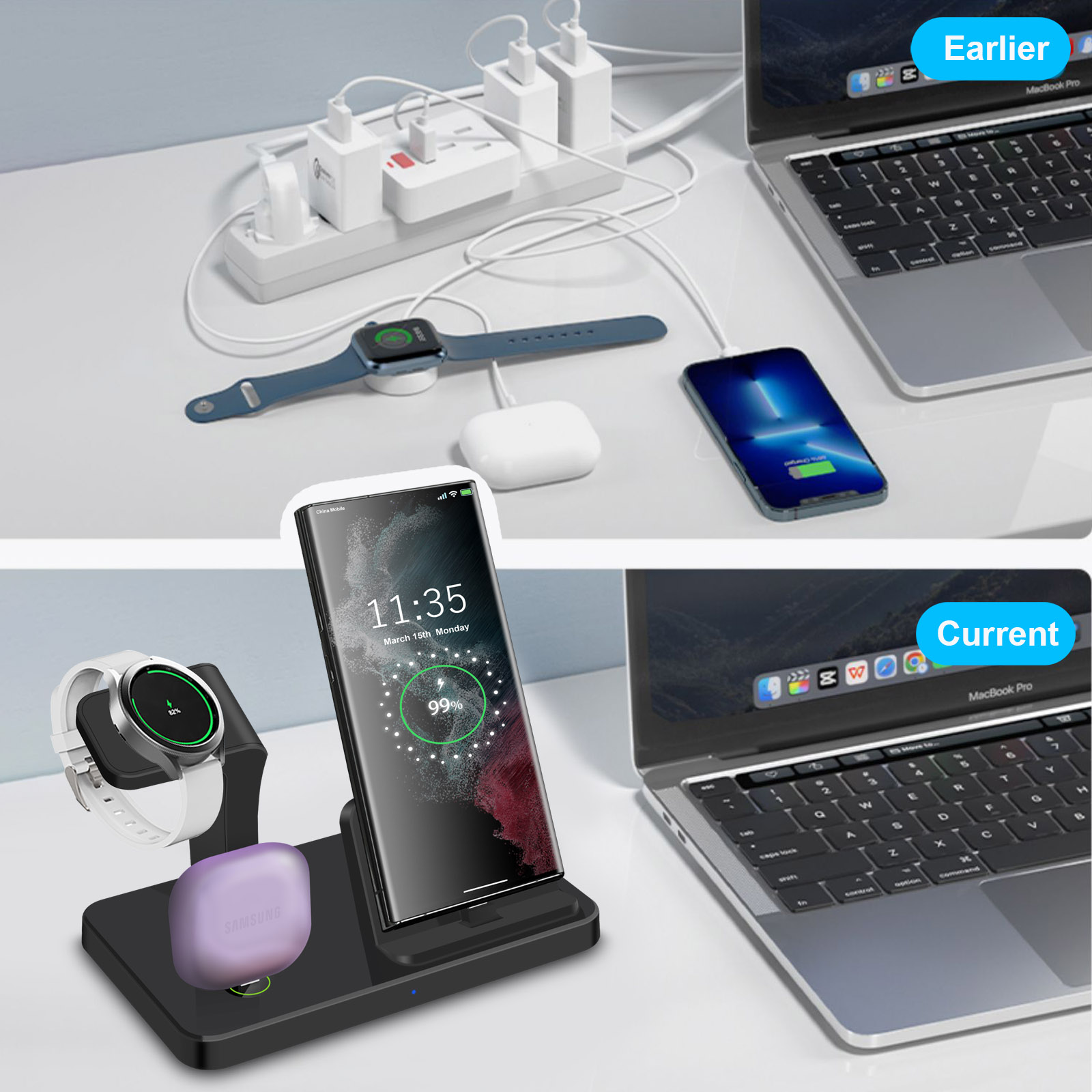 Desk 3 in 1 Type C Port Wirele - Smartwatch Ac recension och pris