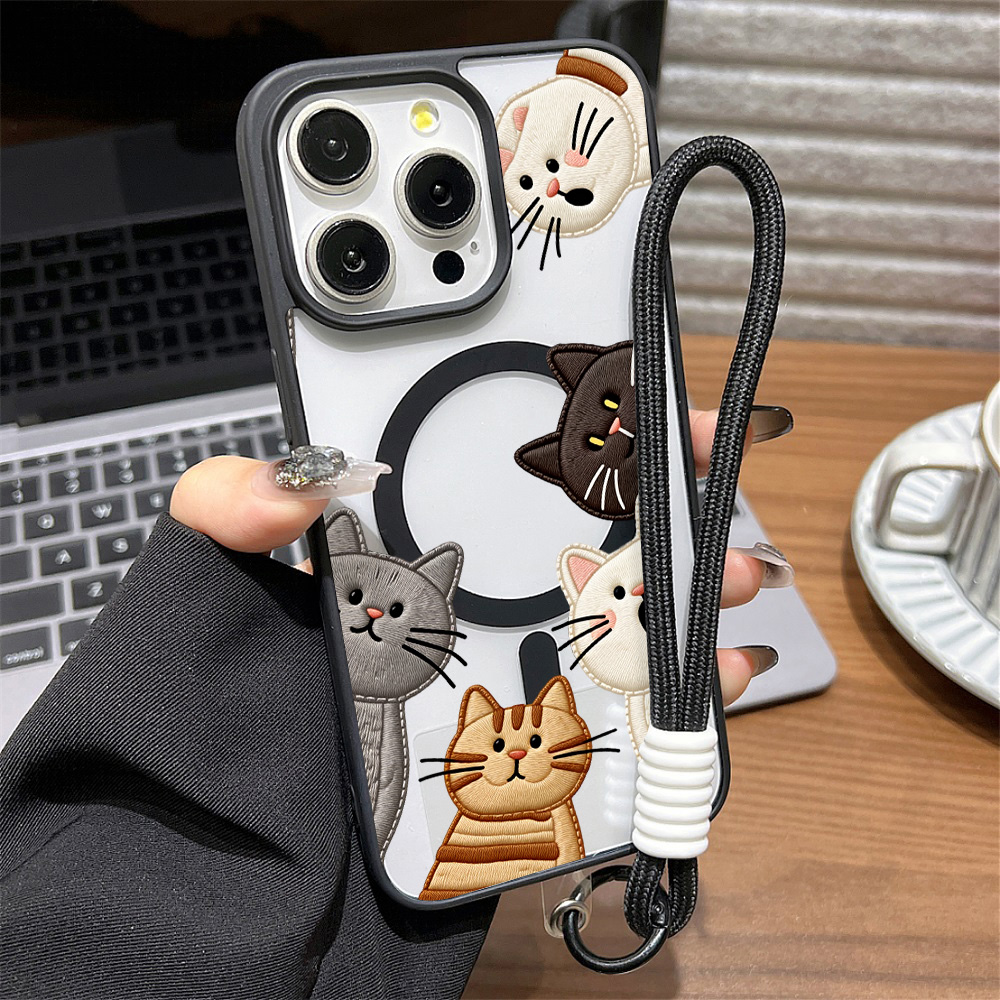 Cute Faux Embroidery Cat Phone - Apple Iphone 15 Pro Max recension och pris